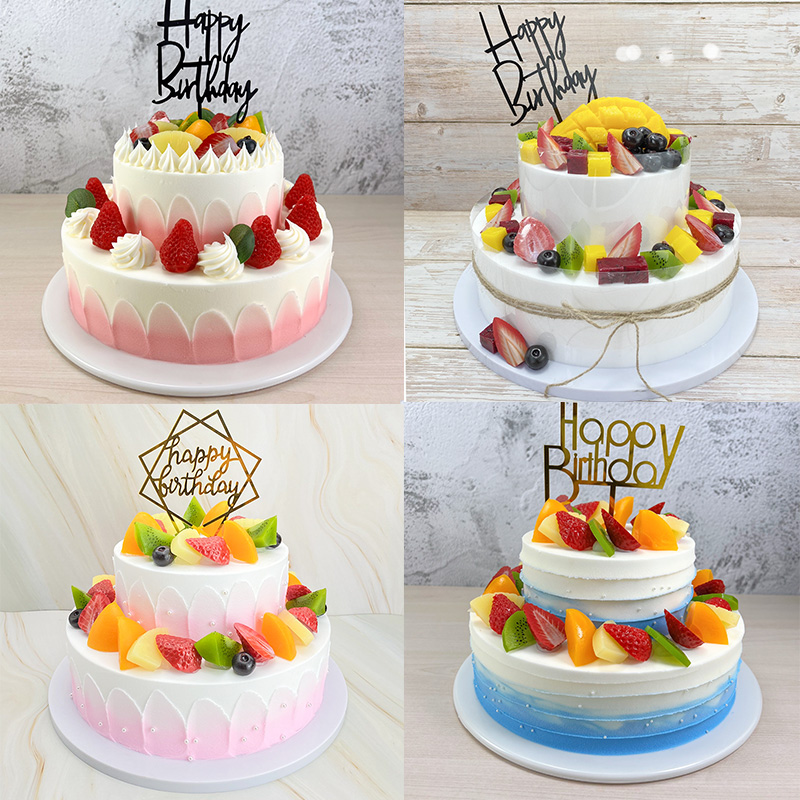 新款蛋糕模型两层双层10寸流行乳脂欧式水果蛋糕模型仿真定制样品