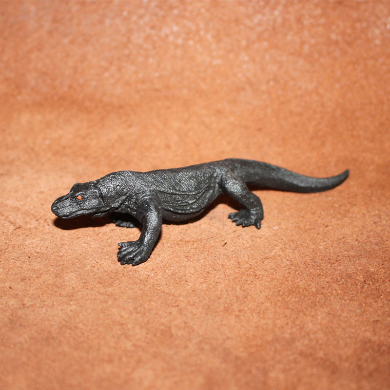 safari 仿真模型塑料玩具微拍场景 爬行动物 科莫多巨蜥 黑色蜥蜴