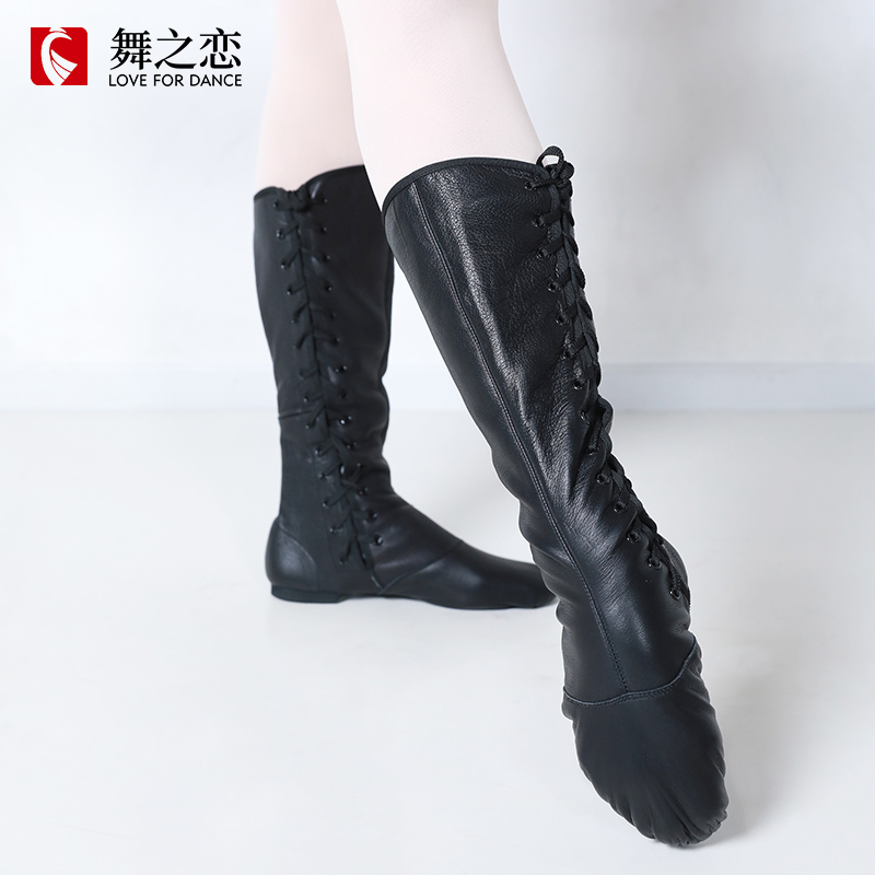 骏舞蒙古舞马靴男蒙族藏族新疆女纯黑真皮舞蹈靴牛皮耐穿蒙古舞靴