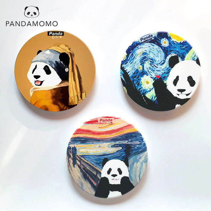 Pandamomo 超萌艺术风熊猫家居装饰陶瓷垫送礼卡通可爱送外国友人