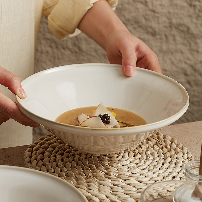 米黄汤碗泡面碗简单陶瓷餐具家用水煮鱼酸菜鱼大盆碗好看的米饭碗