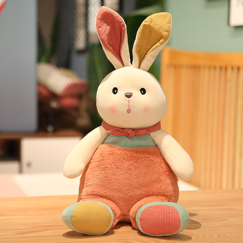 可爱抽拉耳朵兔子玩偶睡觉抱枕暖阳小白兔公仔毛绒玩具娃娃男女生