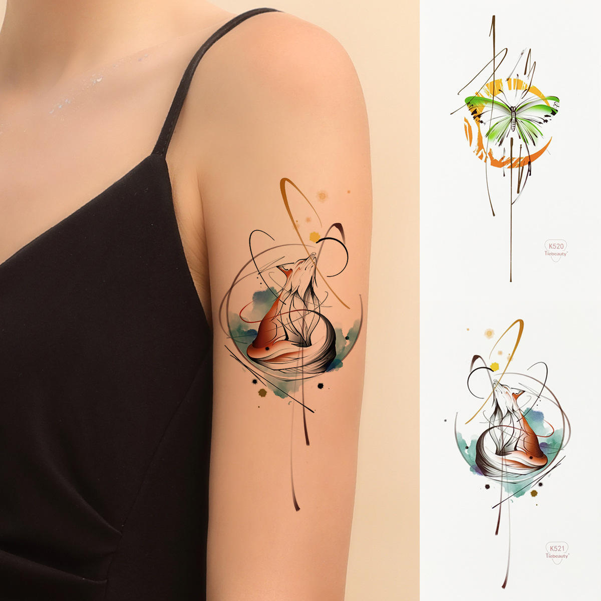 宜美工厂5系列纹身贴女生蝴蝶动物图案大腿手臂胸口纹身贴纸