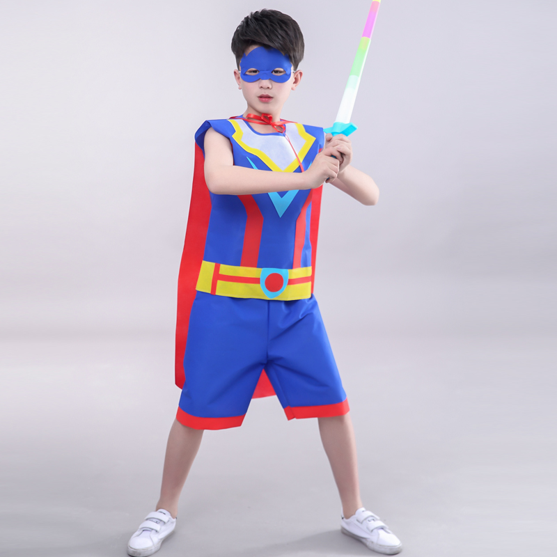 儿童环保服装废物利用手工材料制作DIY亲子时装秀超人幼儿园走秀