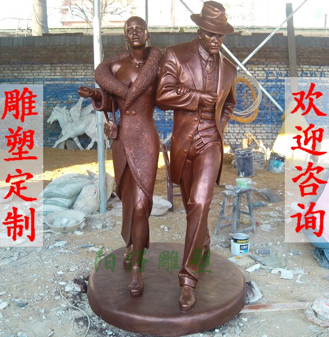 民国旧上海名媛绅士人物雕像 上海滩怀旧风格交际花古铜雕塑定制
