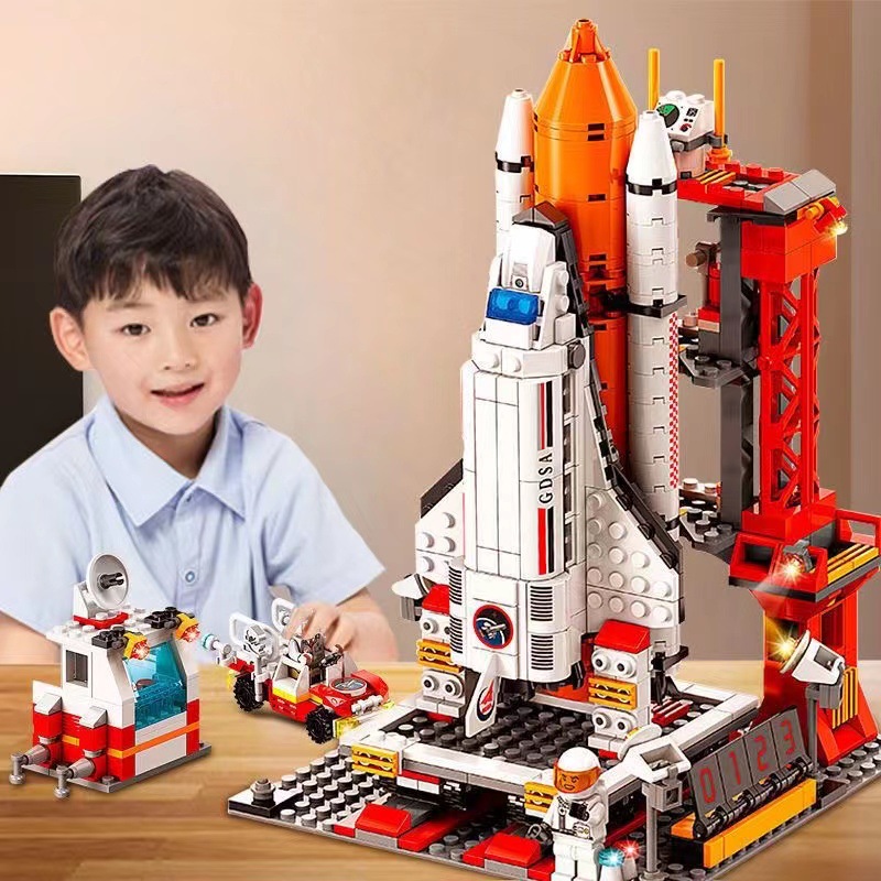 兼容乐高中国载人航天火箭飞机模型男孩益智拼装积木儿童礼物生日
