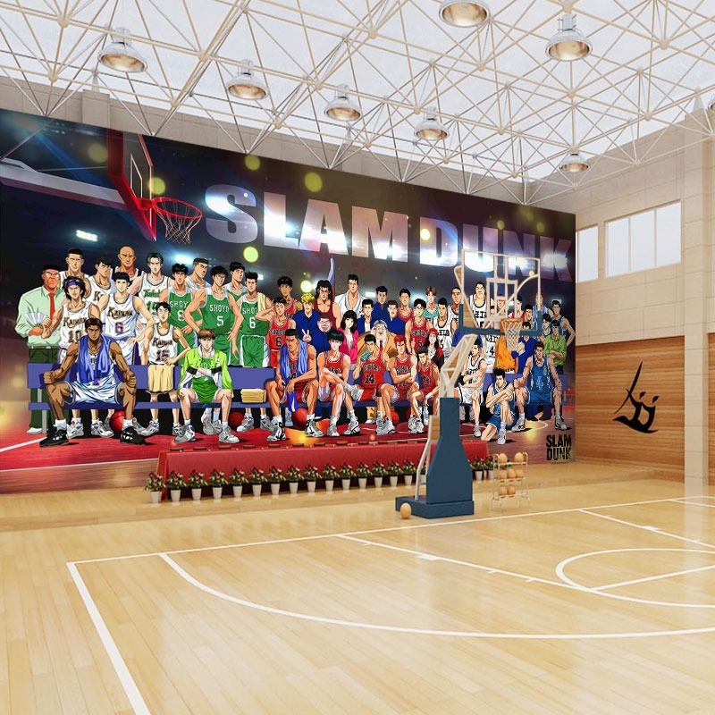 灌篮高手动漫主题墙布篮球馆NBA球星I壁画儿童房男孩卧室漫画壁纸
