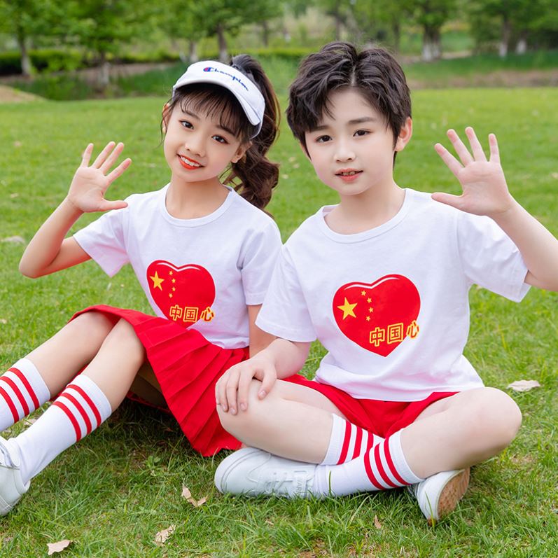 六一儿童童心向党中国红夏演出服表演服装幼儿园中国风团体合唱服