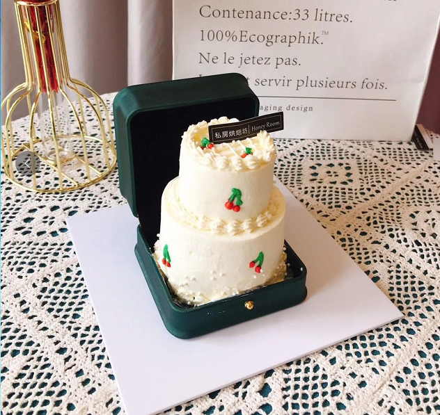 戒指盒蛋糕盒表白甜品盒情人节告白生日七夕4寸迷你创意求婚摆件