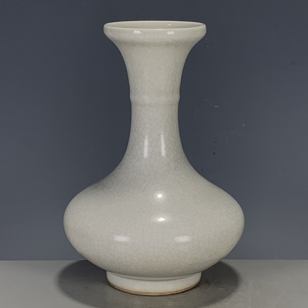 古玩瓷器收藏清代雍正年制哥窑竹节赏瓶回流花瓶装饰品摆件