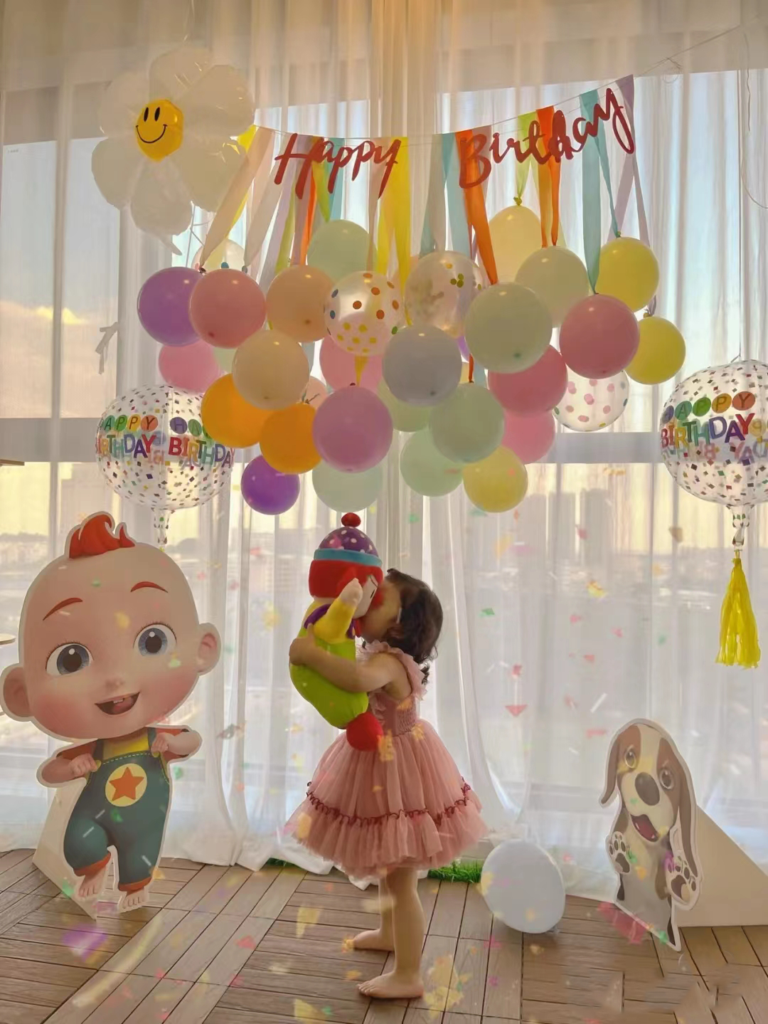 超级jiojio主题kt板小朋友生日装饰男孩女孩卡通气球背景墙套餐