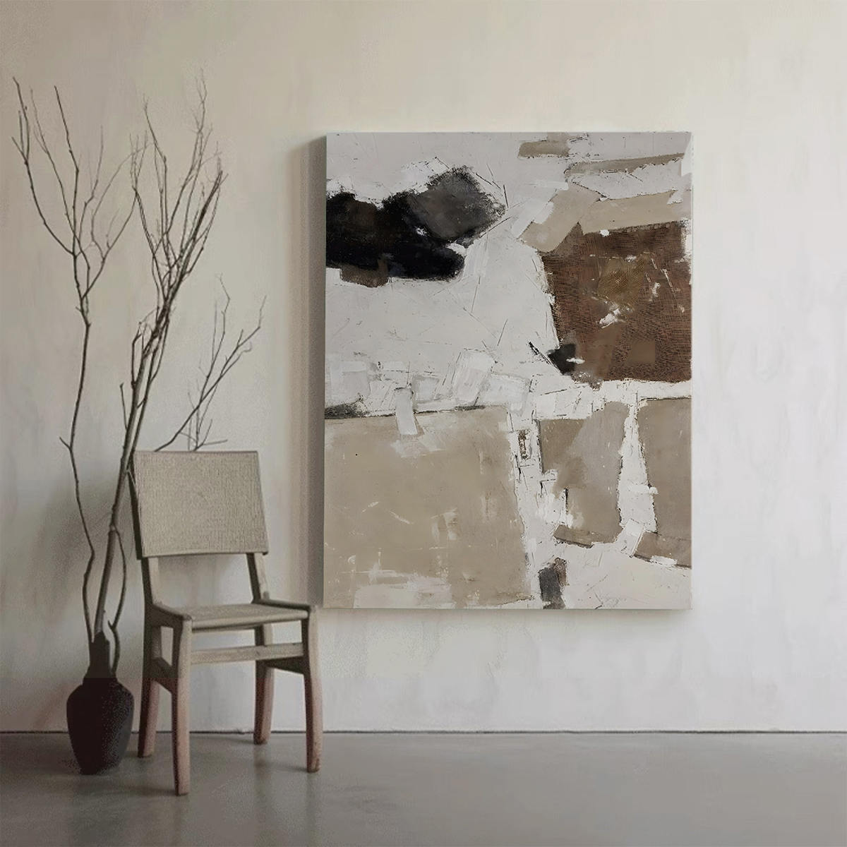 日式侘寂风格客厅装饰画极简抽象高级感挂画卧室沙发背景墙艺术画