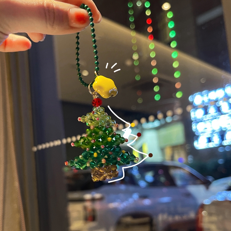 一颗圣诞树！原创可爱手工串珠书包包挂饰钥匙扣铃铛挂件ins礼物