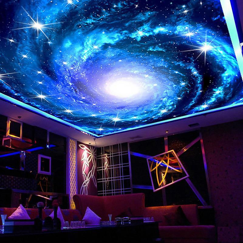 ktv墙纸吊顶天花板宇宙太空星球壁画酒店酒吧网咖工装3D星空壁纸