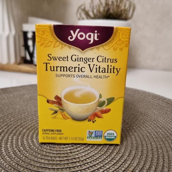 现货Yogi Tea甜姜柑橘姜黄活力茶无咖啡萃取16包支持人体整体健康