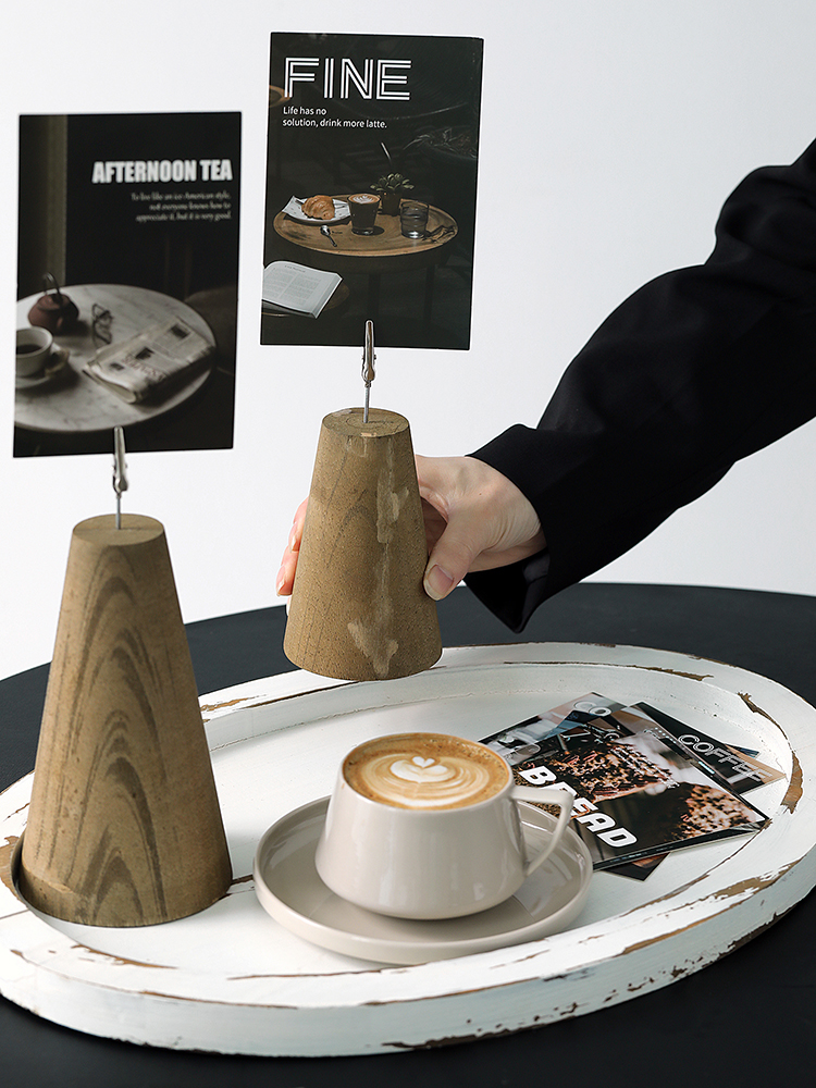 桌面装饰摆件 咖啡角装饰卡片 客厅茶几软装布置 创意原木装饰品