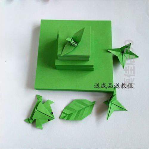 5彩色青蛙彩纸折纸绿色正方形手工厘米花萼叠纸纸材料树叶儿童%