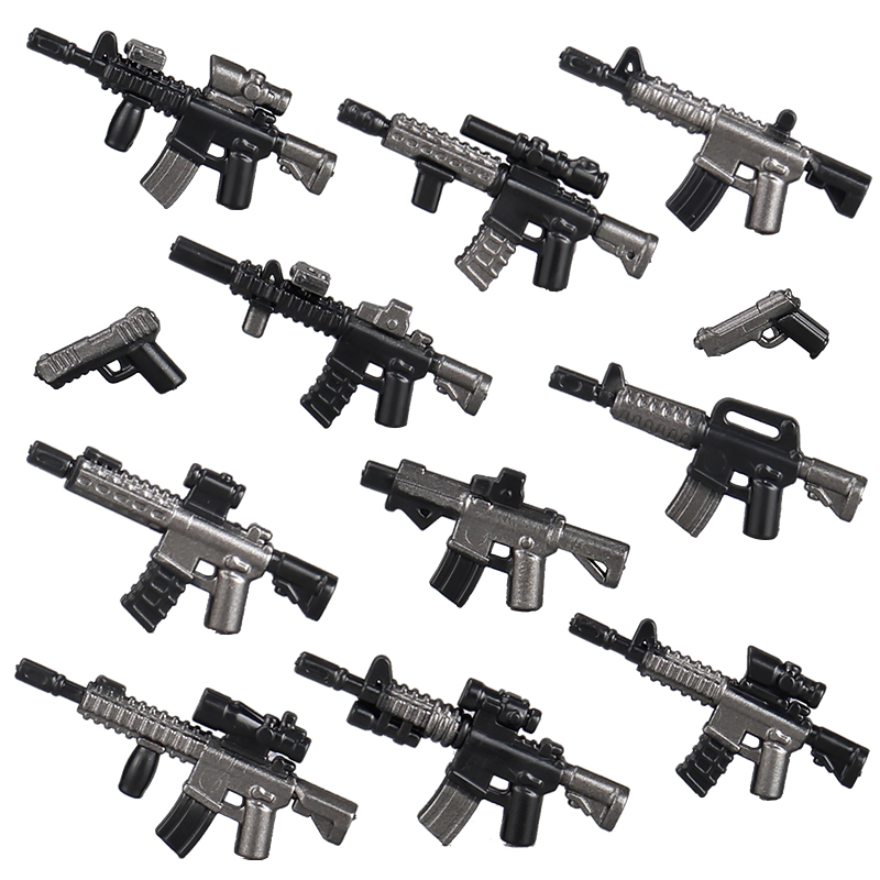 兼容乐高第三方枪械M4系列MOC步枪美式新款现代武器模型积木零件
