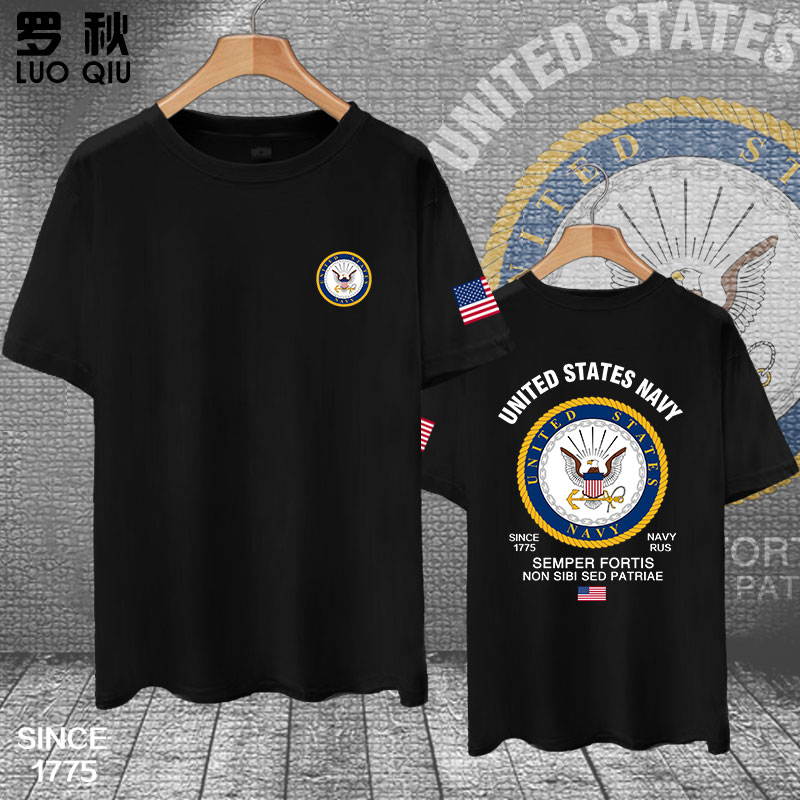 美国国家USA海军陆军空军军徽纯棉短袖t恤衫男半袖部队衣服可定制
