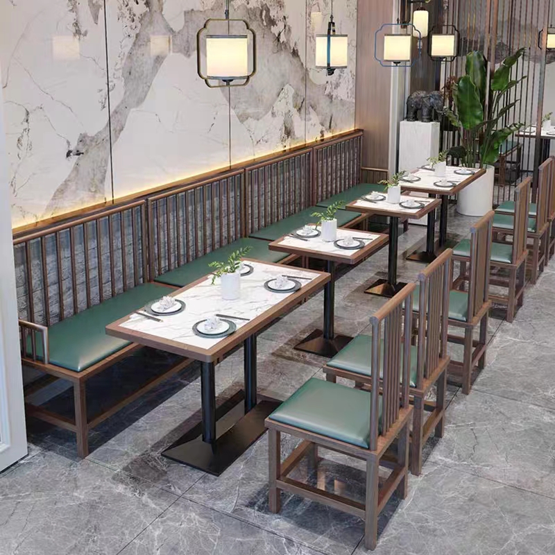 定制新中式国潮铁艺椅卡座沙发靠墙主题餐饮家具火锅店茶餐厅桌椅