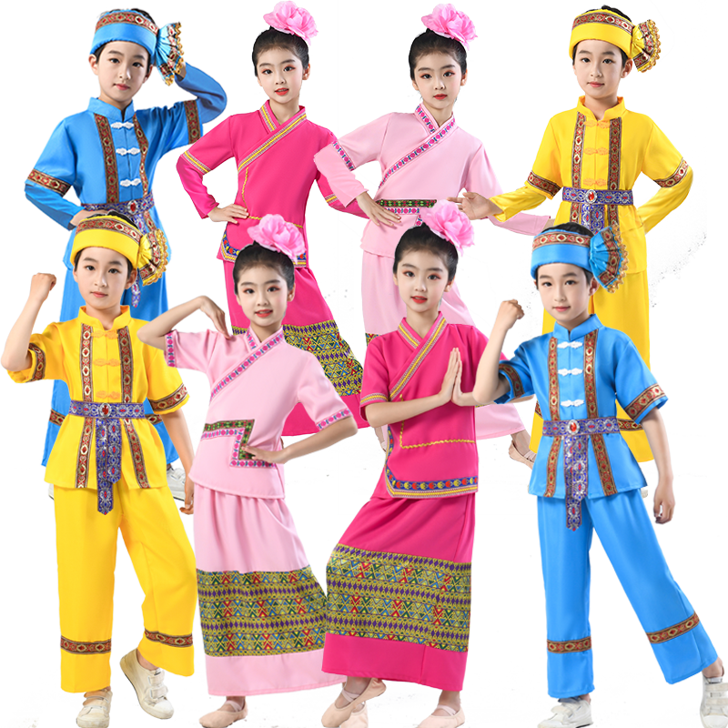 新款夏季泰国泰式傣族男女演出服儿童六一少数民族葫芦丝表演舞蹈
