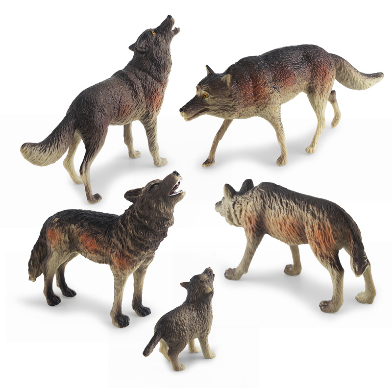 5款狼模型仿真狼王森林动物咆哮狼捕食狼小狼崽摆件儿童认知玩具