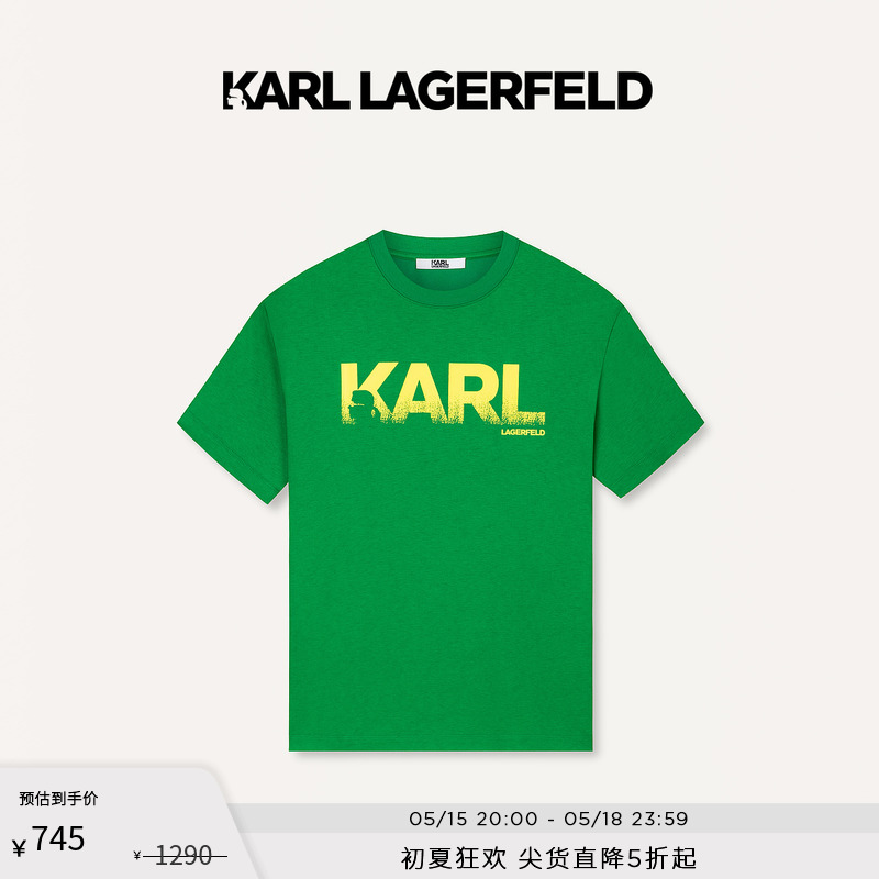 KARL LAGERFELD卡尔拉格斐2024夏季新款logo印花短袖T恤男老佛爷