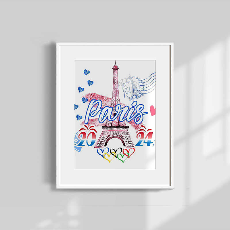 法国巴黎铁塔2024奥运会 相框装饰画海报桌摆 摆件