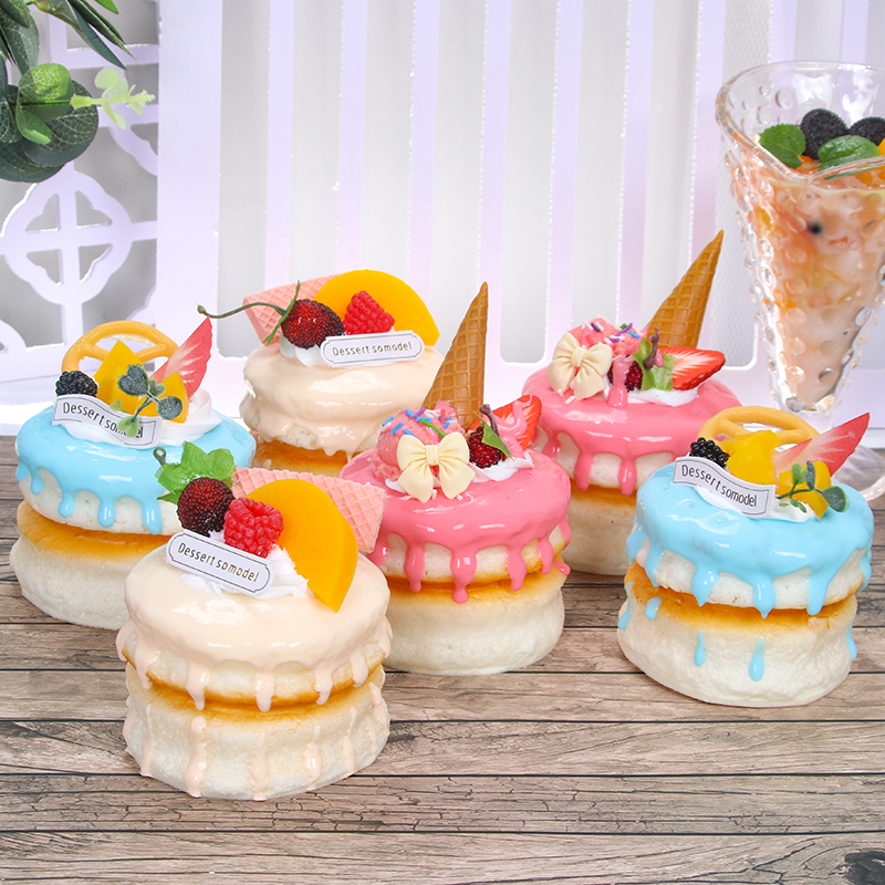 仿真双层奶油蛋糕食玩冰箱贴水果草莓蛋糕模型装饰甜品摆设拍摄