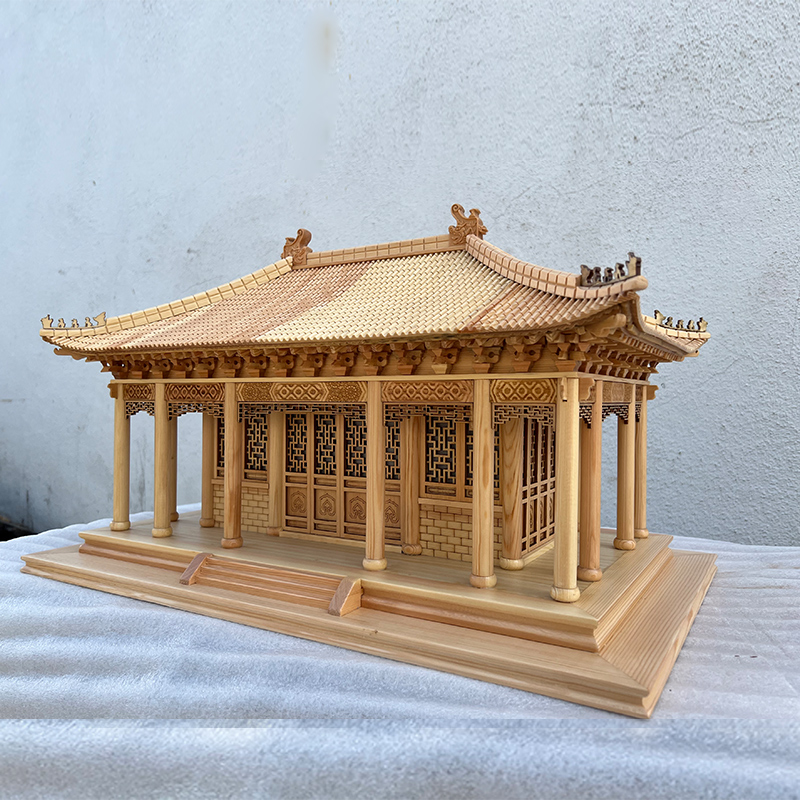 中式东阳木雕古建筑模型房子摆件庑殿歇山卷棚悬山硬山顶源头厂家