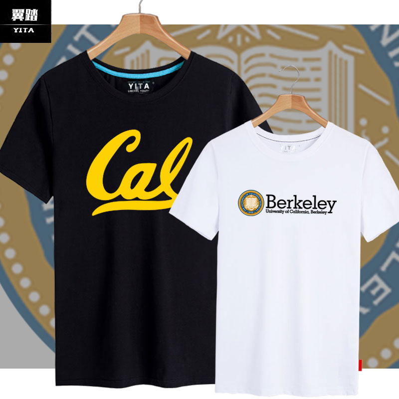 加州伯克利哥伦比亚大学纪念周边留学校园短袖T恤衫男女纯棉半袖