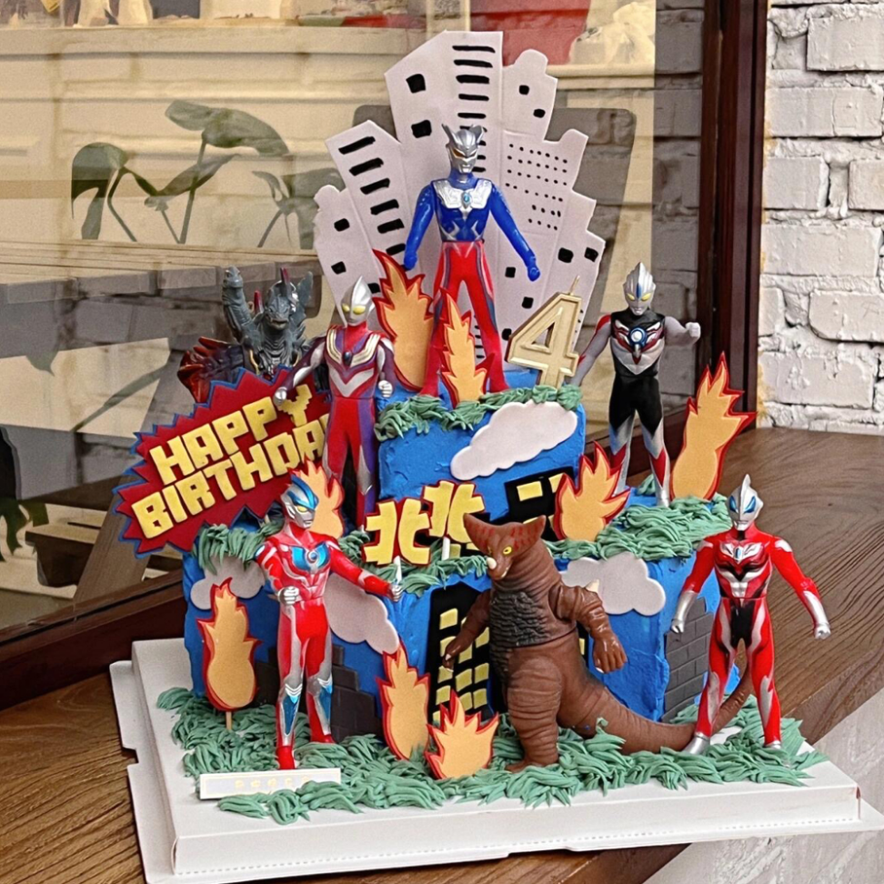 银河英雄捷德赛罗迪迦泽塔贝利亚泰罗奥特曼怪兽生日蛋糕装饰摆件
