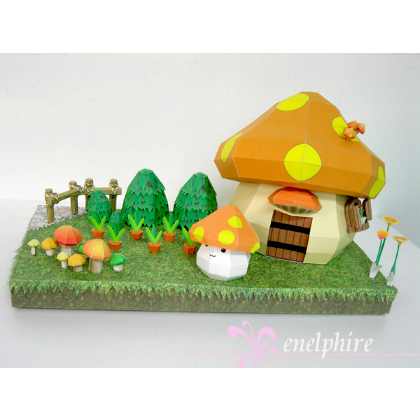 儿童益智DIY手工制作卡通森林小屋蘑菇房子建筑3D纸模型纸艺玩具