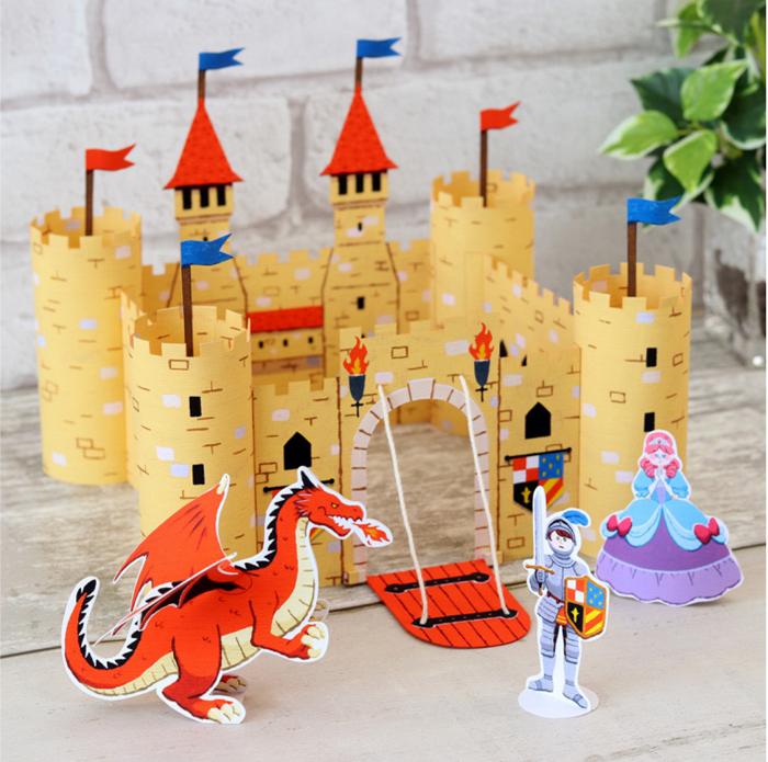 儿童益智DIY立体手工制作屠龙勇士童话城堡建筑场景3D纸质模型