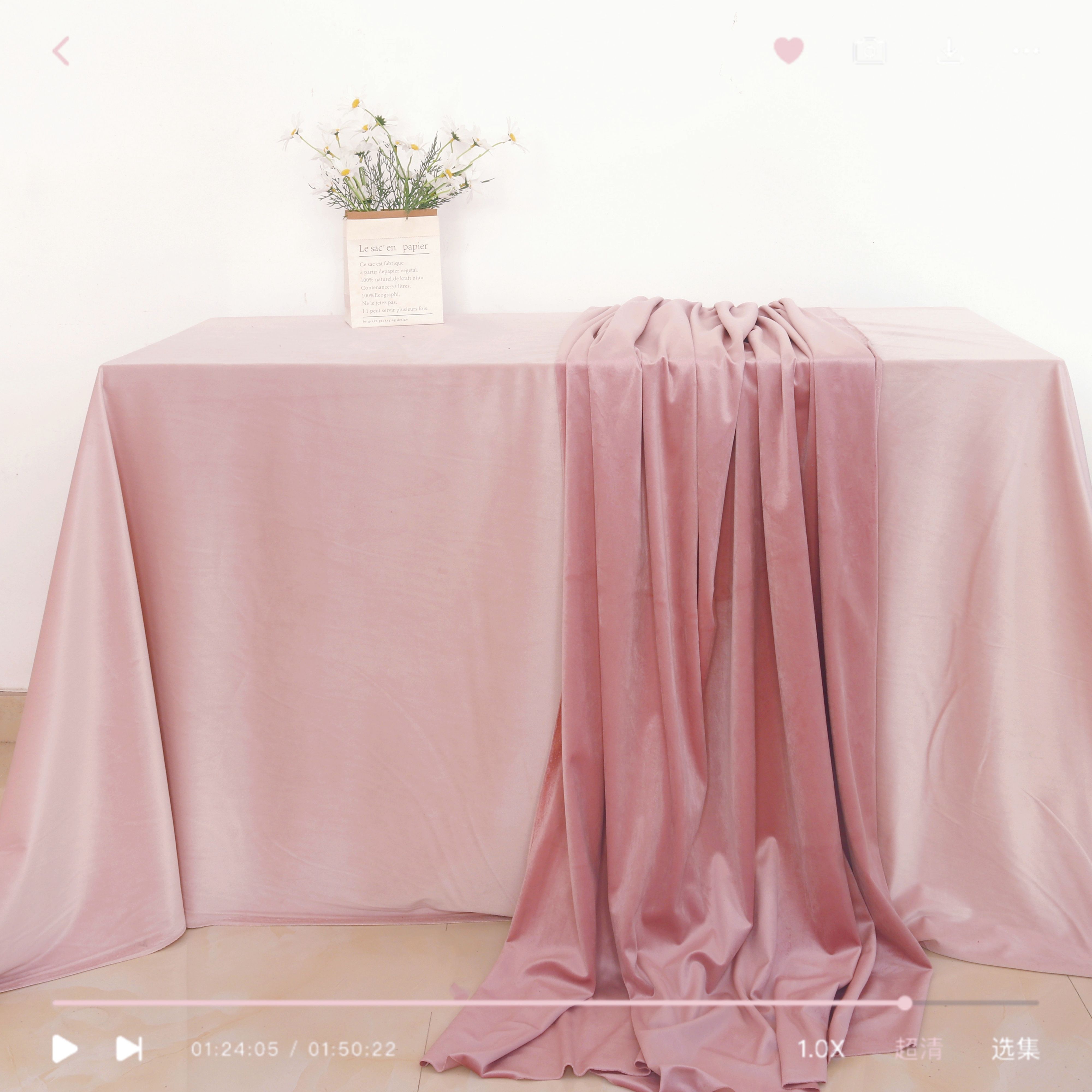 粉色红色丝绒桌布甜品台茶歇台布置户外婚礼装饰生日活动布展背景