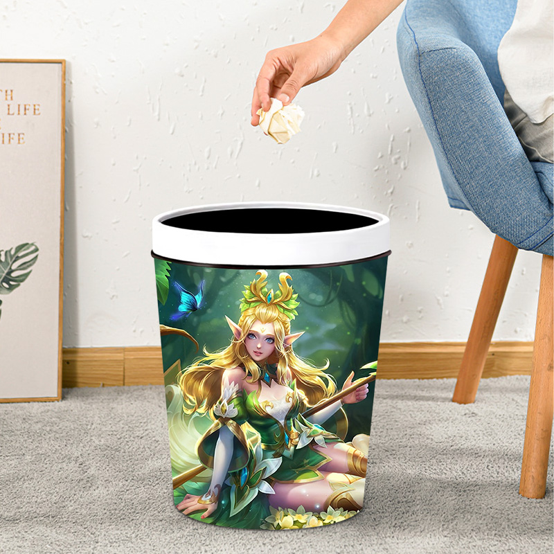创意卡通动漫压圈垃圾桶高颜值大容量家用客厅卧室儿童可爱卫生桶