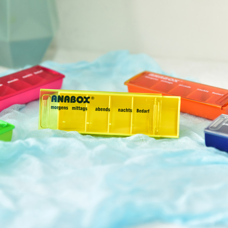 德国进口ANABOX原装便携五格小药盒防潮大容量每日处方药片分装盒
