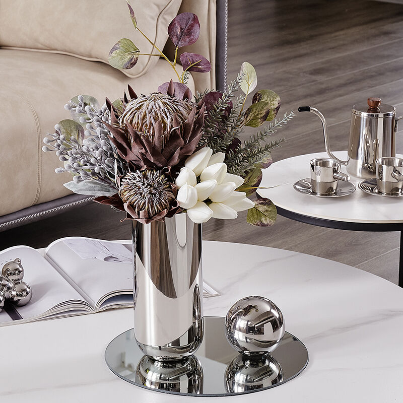 简约现代轻奢家居客厅餐桌干花束花瓶插花器样板房间装饰品摆件