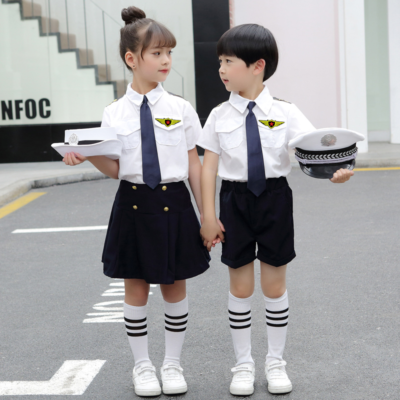 新款儿童海军套装演出服男女童小学生表演服小空军制服六一合唱服