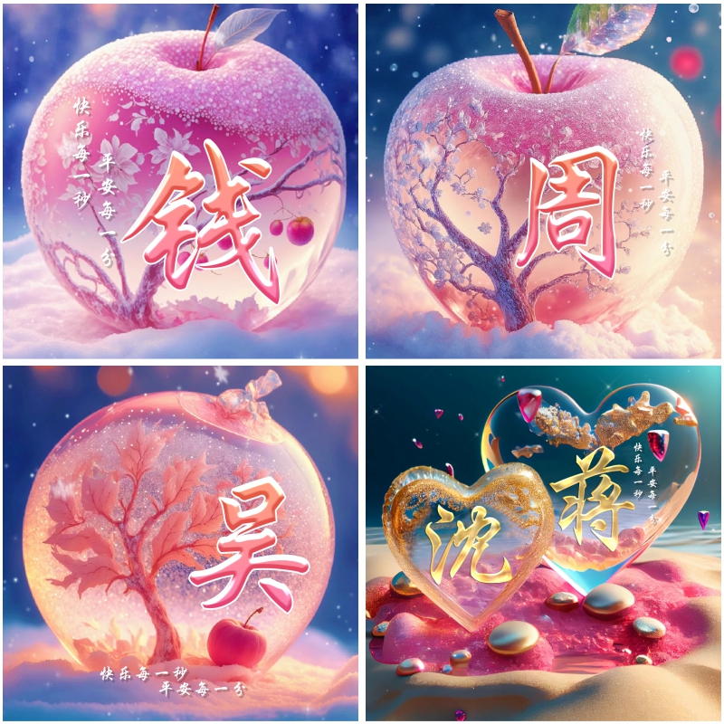 2023圣诞平安夜元旦新年心形苹果头像个人姓氏专属高端头像设计