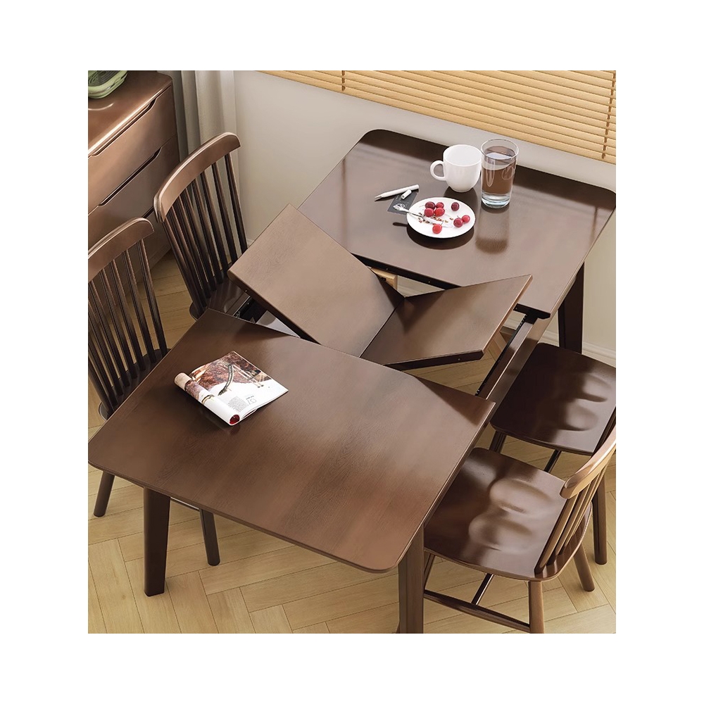 宜家北欧全实木折叠餐桌椅子家用小户型可伸缩现代简约长方形饭店