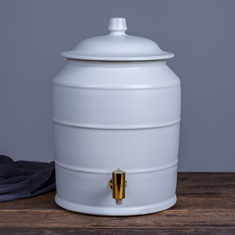 陶瓷水缸家用储水带水龙头储水罐厨房大号客厅太岁泡茶桶水壶