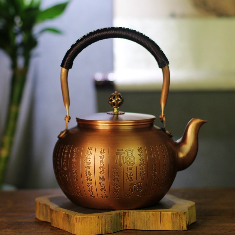 昆吾山家用手工纯紫铜壶大容量复古茶壶煮水煮茶泡茶烧水壶茶具