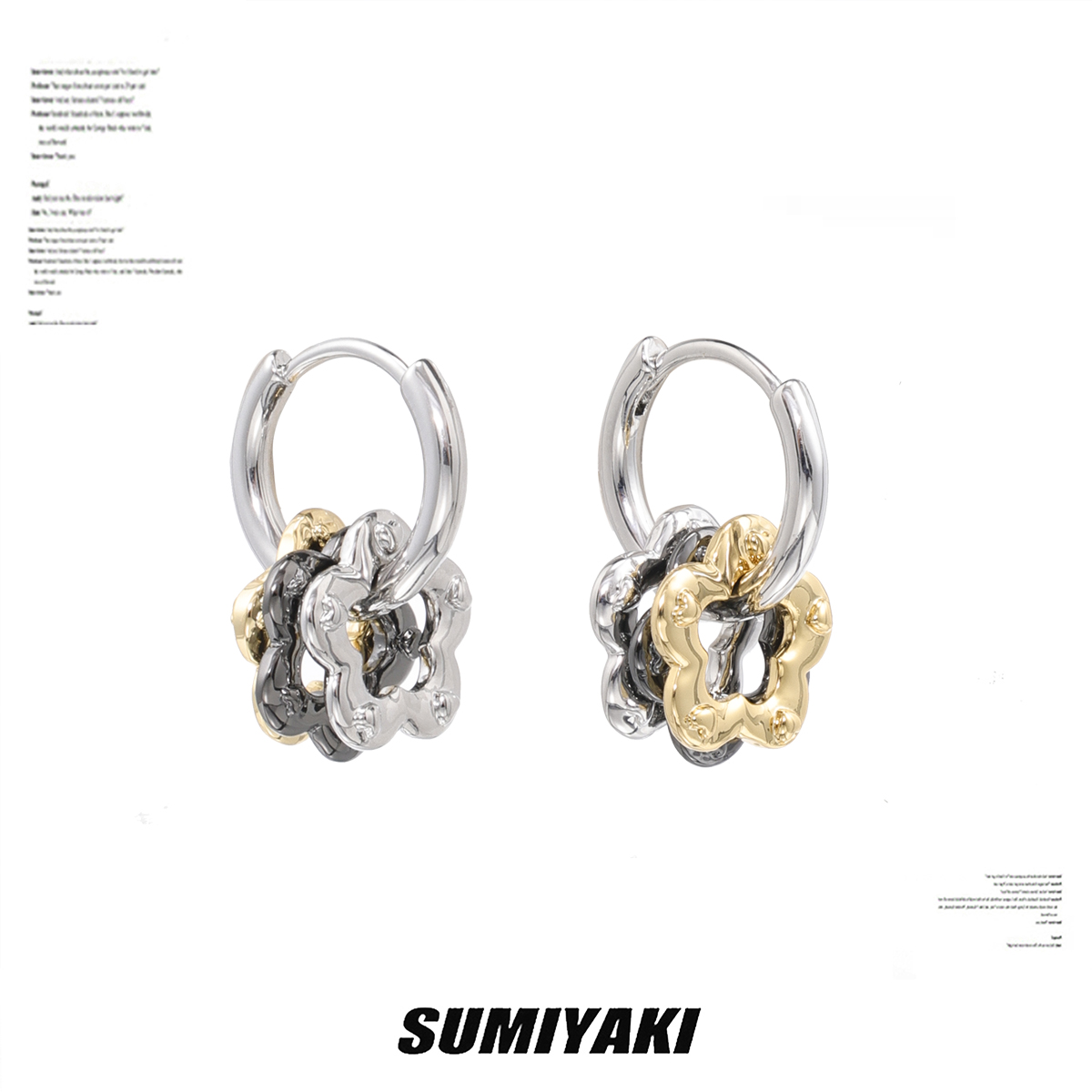 做自己的设计师! SUMIYAKI 小花耳环金银三色DIY耳扣小众设计耳钉