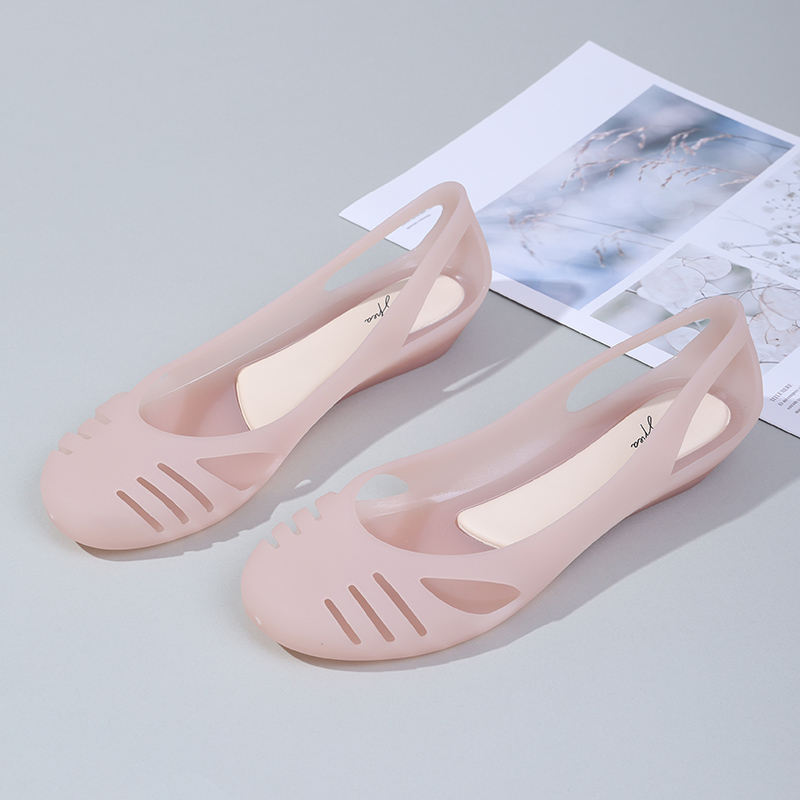 果冻鞋女塑料凉鞋2024新款夏季水晶平底防滑洞洞鞋沙滩鞋防水雨鞋