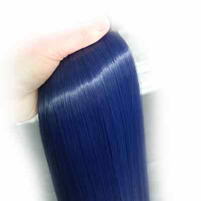 蓝黑色假发片女长发一片式无痕接发补垫发网红挂耳染蓝色头发直发