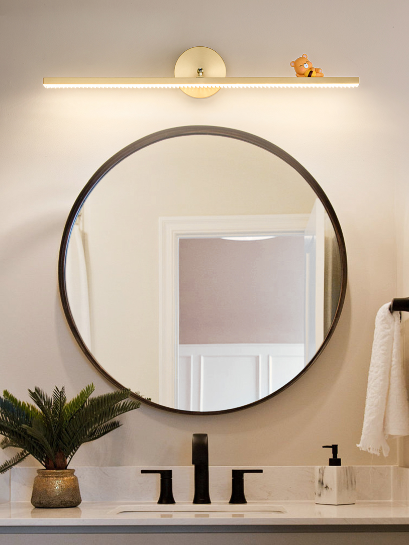 北欧全铜LED镜前灯卫生间镜柜专用浴室柜镜灯女孩儿童房小熊壁灯