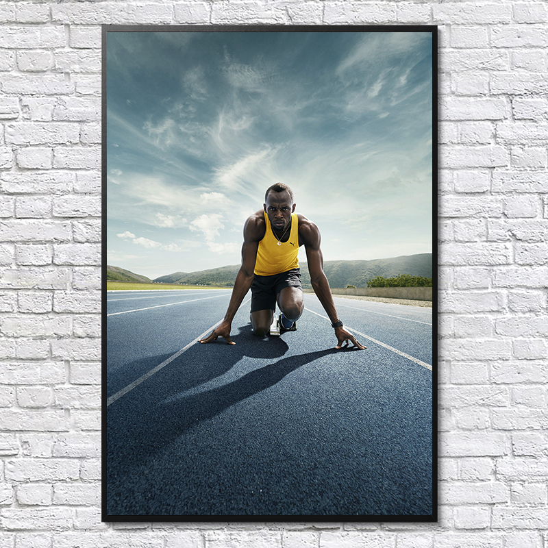博尔特海报bolt跑步百米赛跑短跑田径运动员世界冠军相框装饰挂画