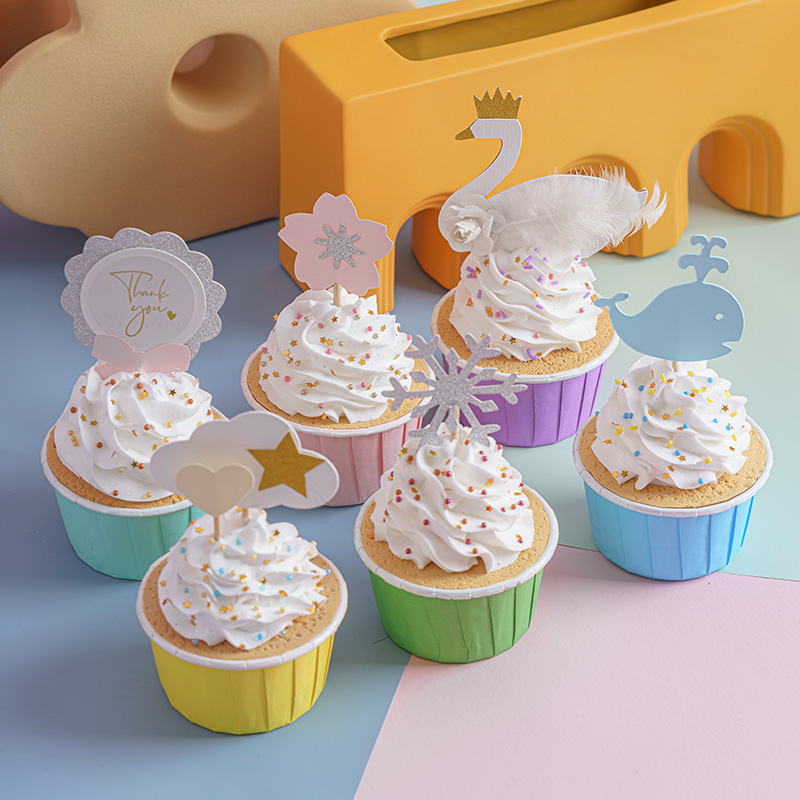 蛋糕模型仿真纸杯假奶油甜品拍照宝宝百日宴布置装饰儿童摄影道具