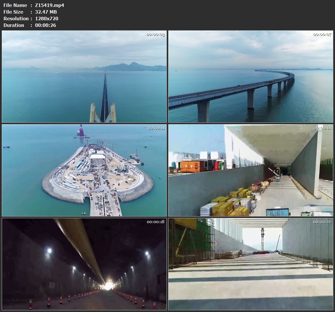 港珠澳大桥跨海大桥海底隧道高清视频素材